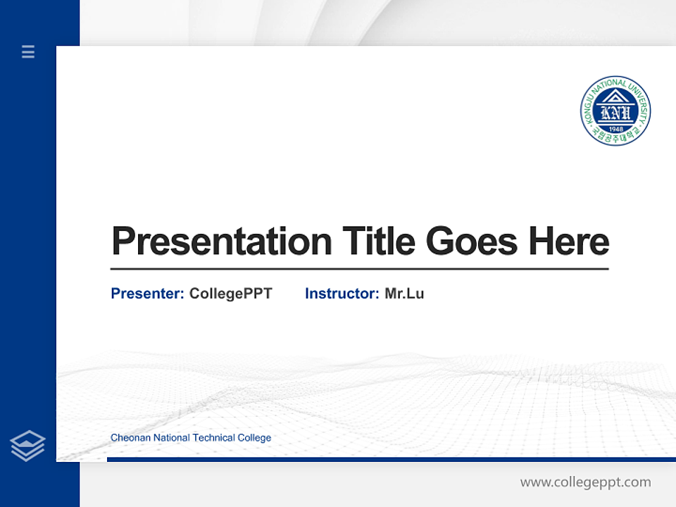 Cheonan National Technical College Thesis Proposal/Graduation Defense PPT Template_Slide preview image1