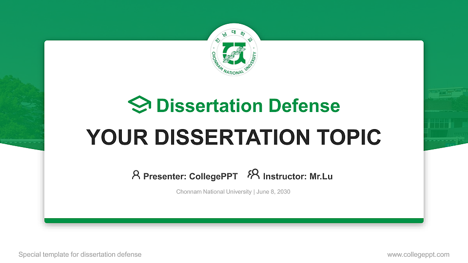 Chonnam National University Graduation Thesis Defense PPT Template_Slide preview image1