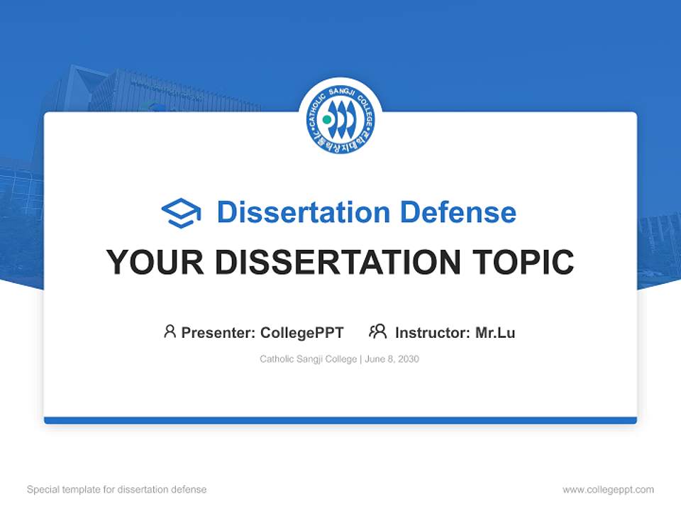 Catholic Sangji College Graduation Thesis Defense PPT Template4:3 ratio PPT effect preview image7