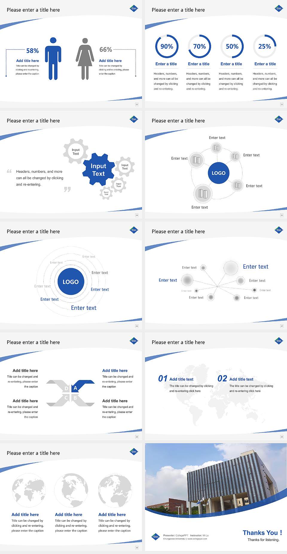 Chungwoon University Course/Courseware Creation PPT Template4:3 ratio PPT effect preview image4