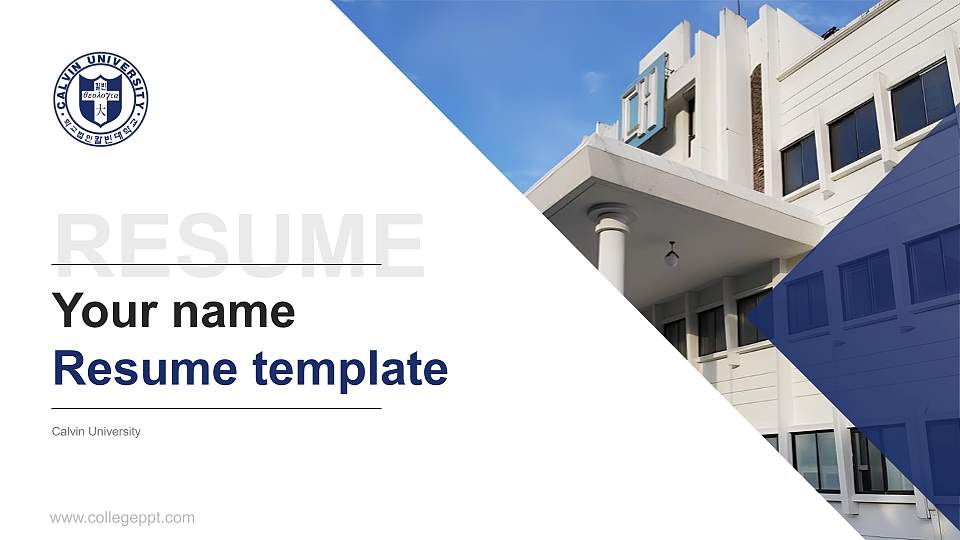 Calvin University Resume PPT Template16:9 ratio PPT effect preview image