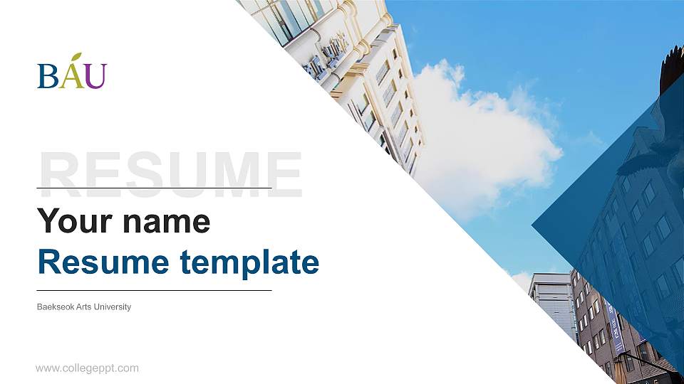 Baekseok Arts University Resume PPT Template16:9 ratio PPT effect preview image