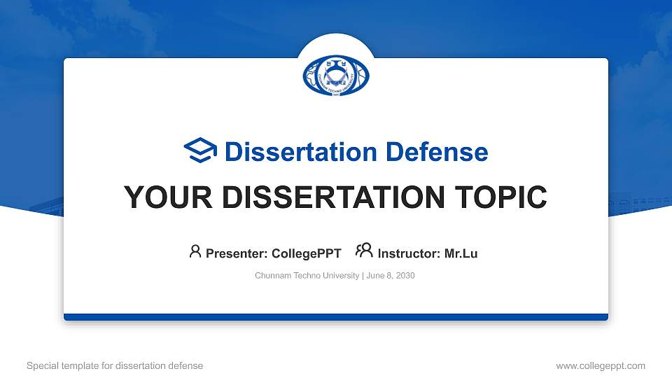 Chunnam Techno University Graduation Thesis Defense PPT Template16:9 ratio PPT effect preview image1