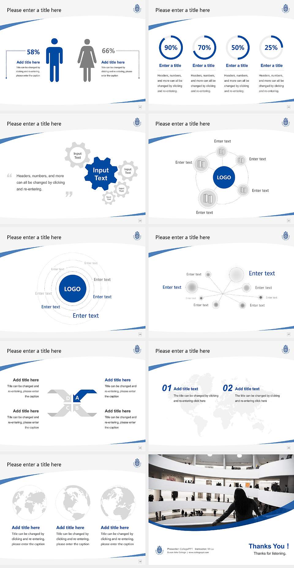Busan Arts College Course/Courseware Creation PPT Template4:3 ratio PPT effect preview image4