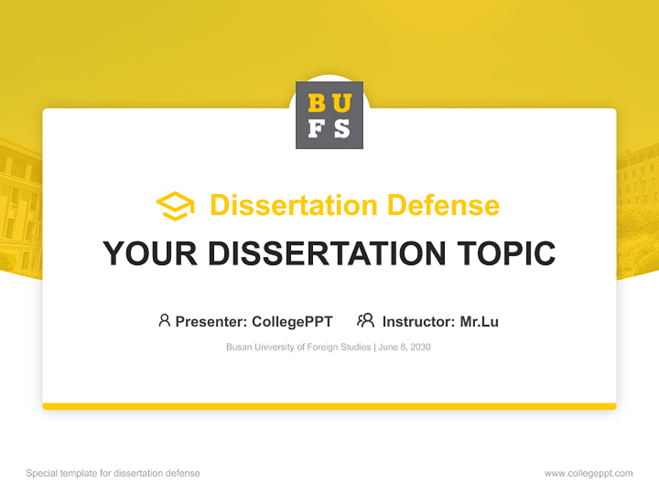 Busan University of Foreign Studies Graduation Thesis Defense PPT Template_Slide preview image1
