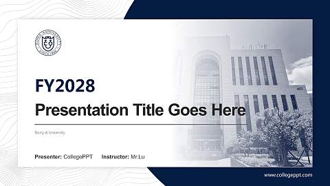 Dong-A University Academic Presentation/Research Findings Report PPT Template