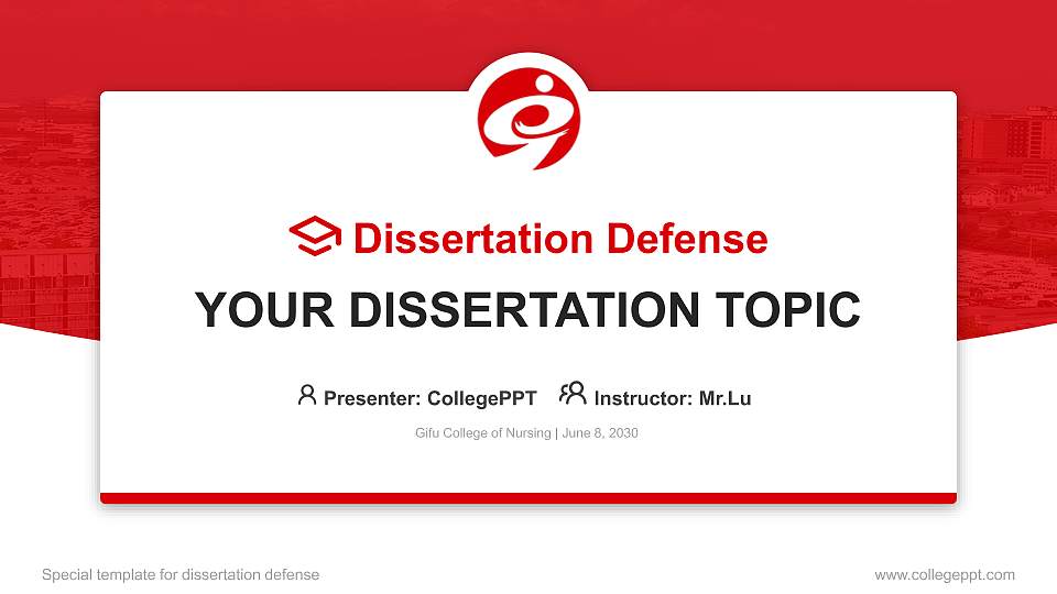 Gifu College of Nursing Graduation Thesis Defense PPT Template16:9 ratio PPT effect preview image