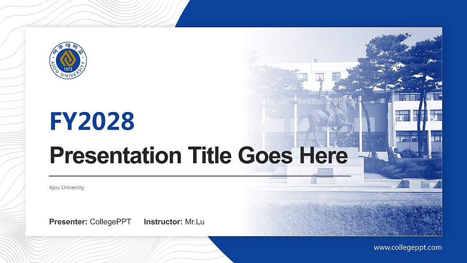 Ajou University Academic Presentation/Research Findings Report PPT Template16:9 ratio PPT effect preview image
