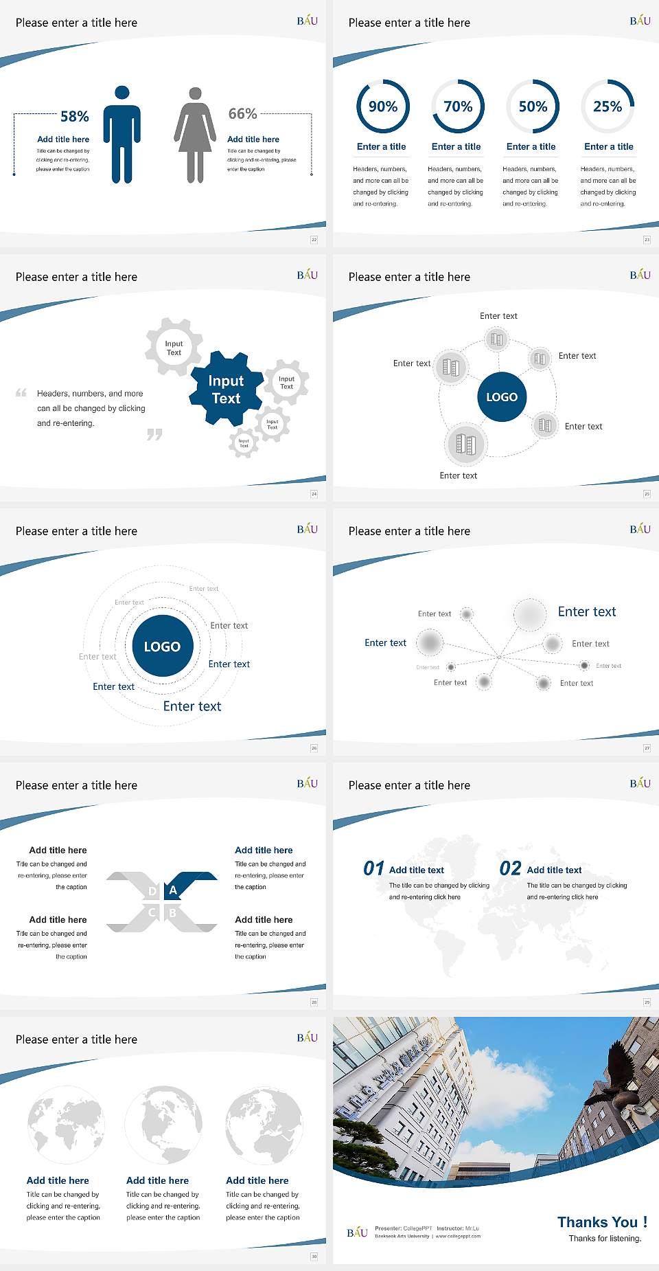 Baekseok Arts University Course/Courseware Creation PPT Template4:3 ratio PPT effect preview image4