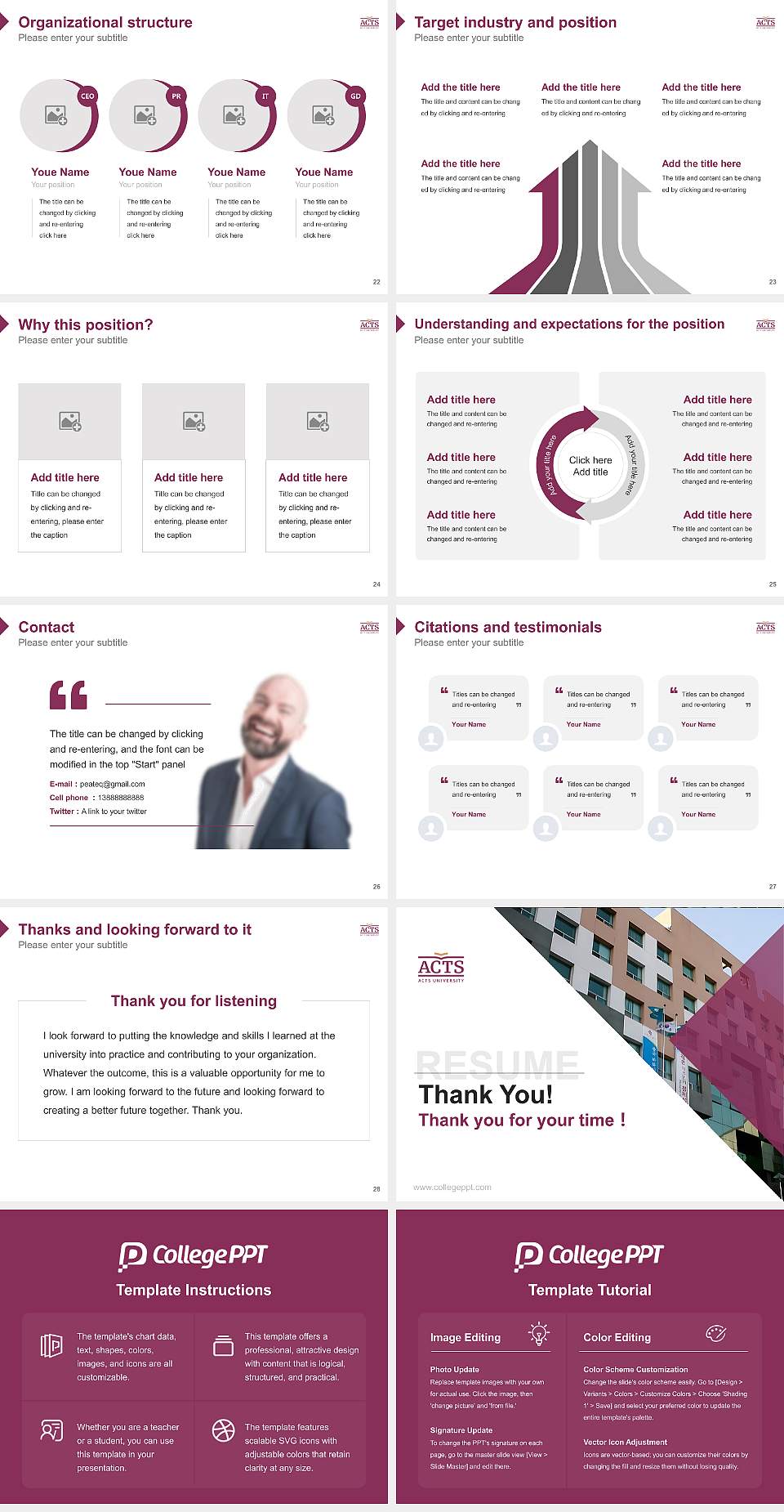 Asia United Theological University Resume PPT Template4:3 ratio PPT effect preview image4