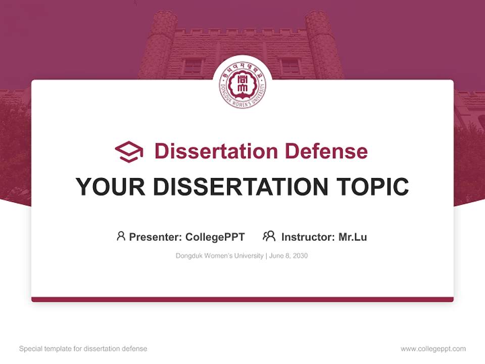 Dongduk Women’s University Graduation Thesis Defense PPT Template4:3 ratio PPT effect preview image7