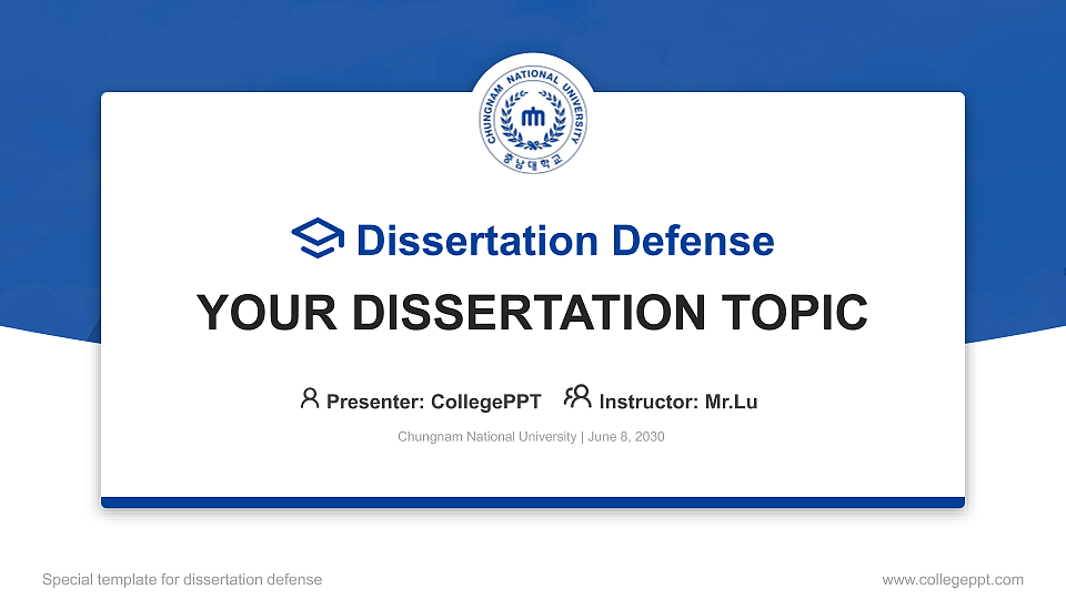Chungnam National University Graduation Thesis Defense PPT Template_Slide preview image1