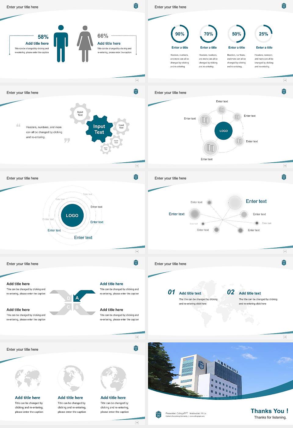 Catholic Kwandong University Course/Courseware Creation PPT Template16:9 ratio PPT effect preview image4
