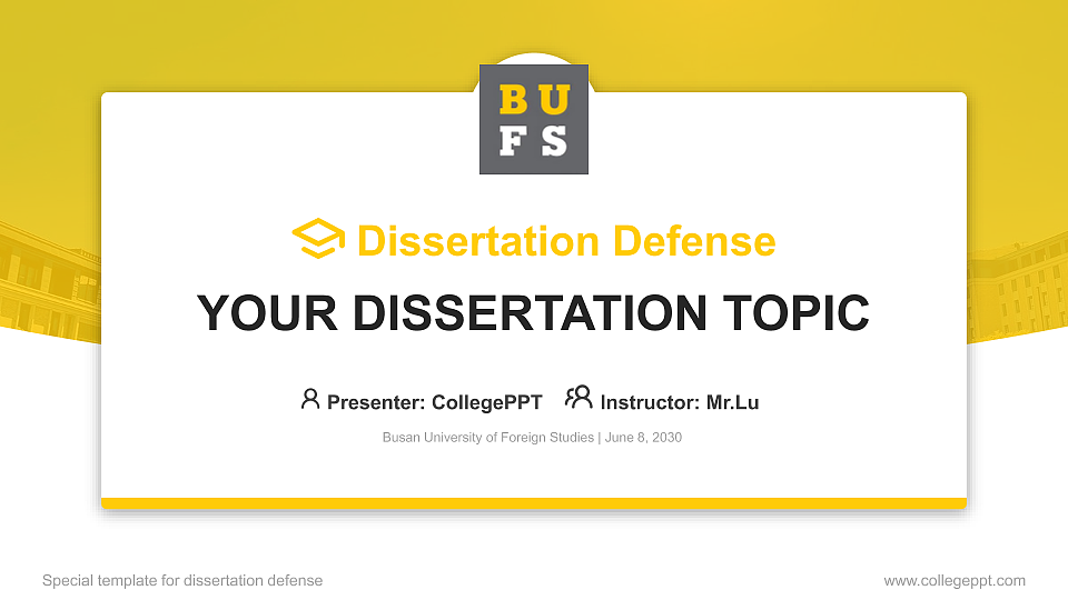 Busan University of Foreign Studies Graduation Thesis Defense PPT Template_Slide preview image1