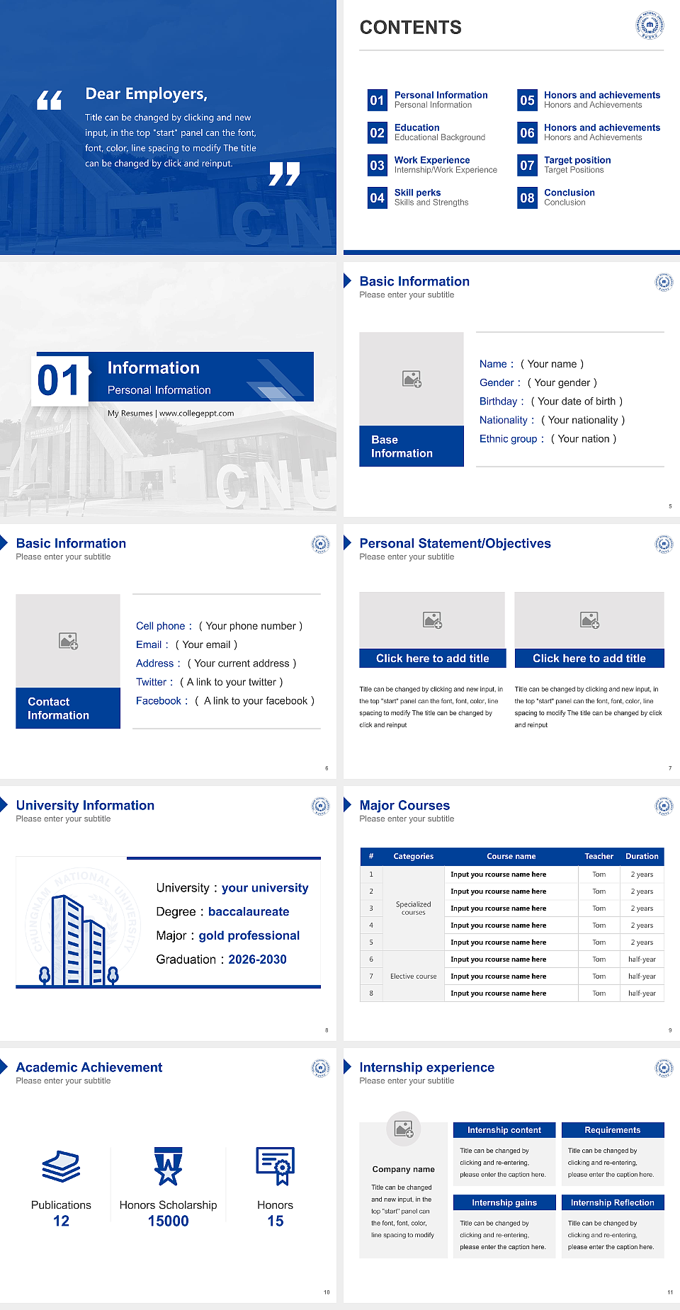 Chungnam National University Resume PPT Template_Slide preview image2