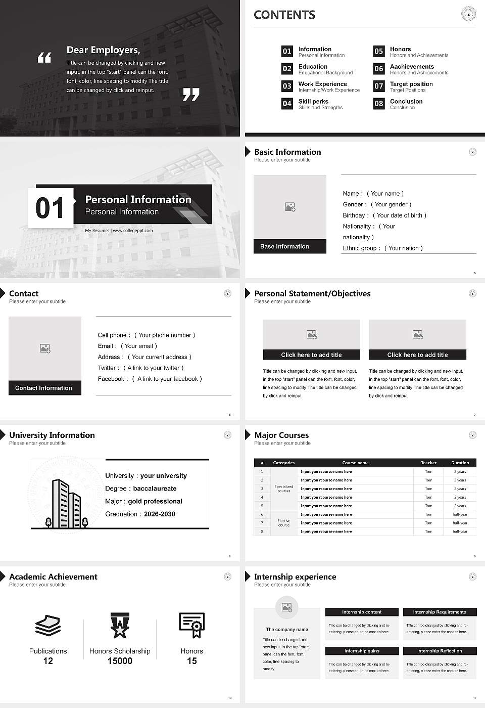Chongshin University Resume PPT Template16:9 ratio PPT effect preview image2