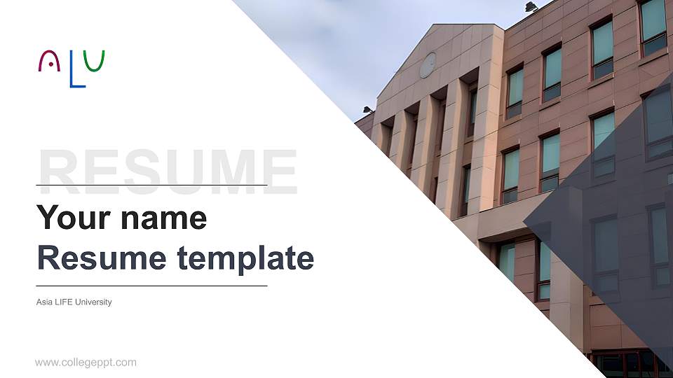Asia LIFE University Resume PPT Template16:9 ratio PPT effect preview image