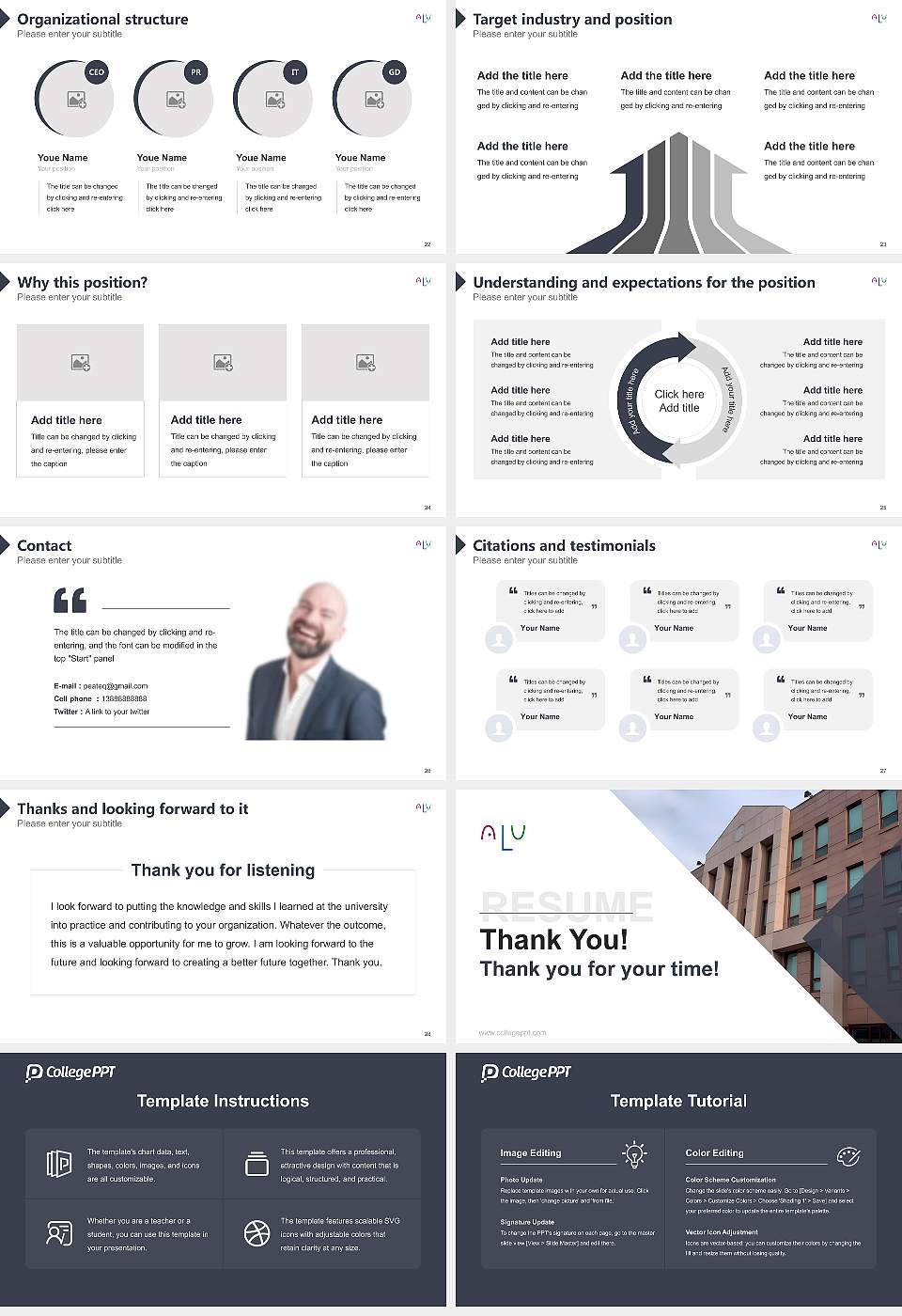 Asia LIFE University Resume PPT Template16:9 ratio PPT effect preview image4
