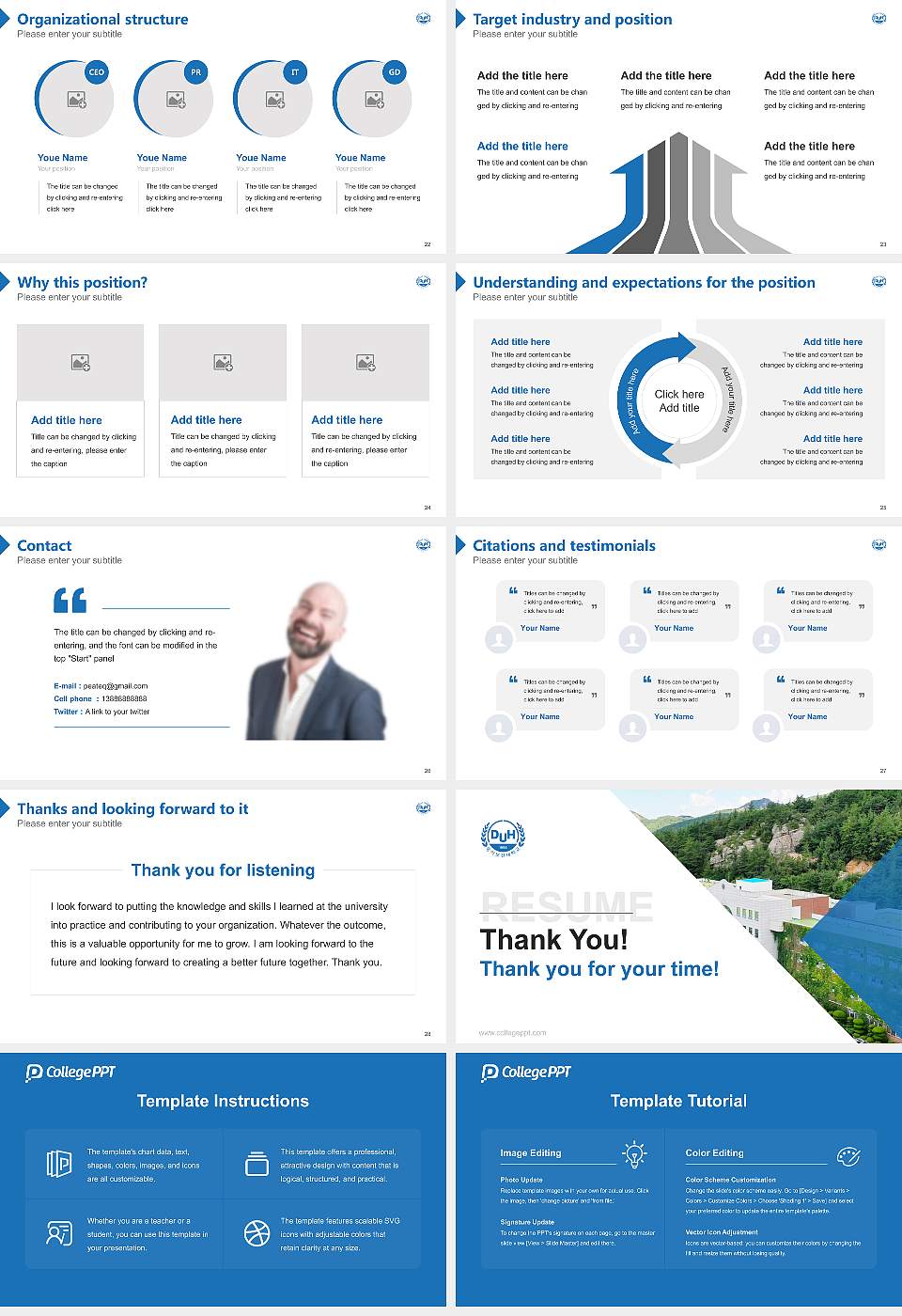 Donga College of Health Resume PPT Template16:9 ratio PPT effect preview image4