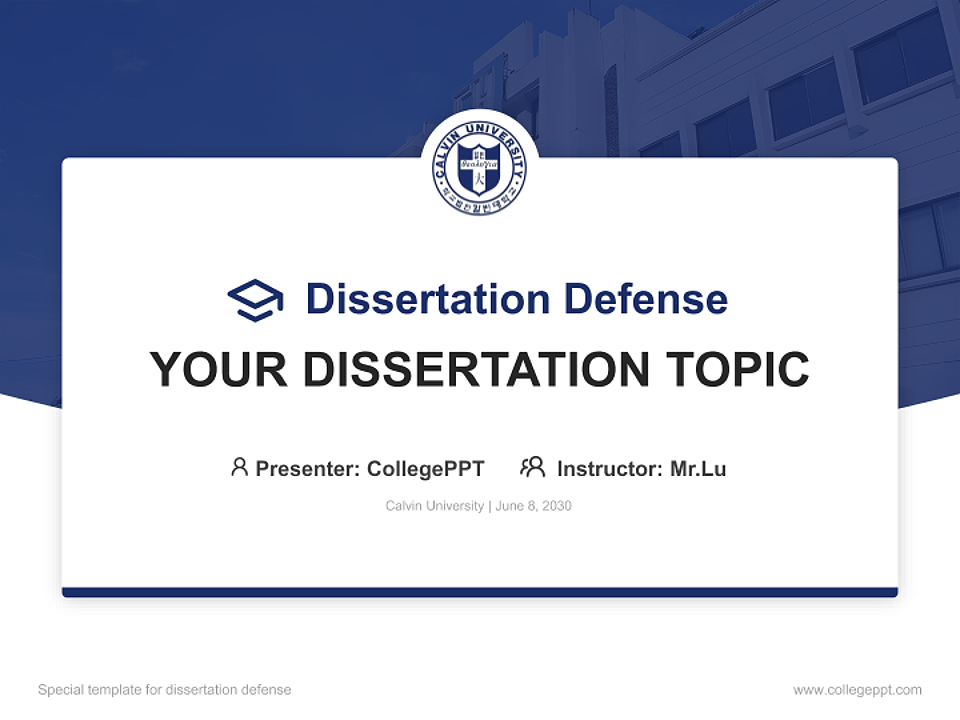 Calvin University Graduation Thesis Defense PPT Template_Slide preview image1