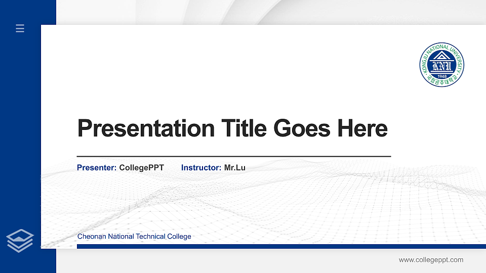 Cheonan National Technical College Thesis Proposal/Graduation Defense PPT Template_Slide preview image1