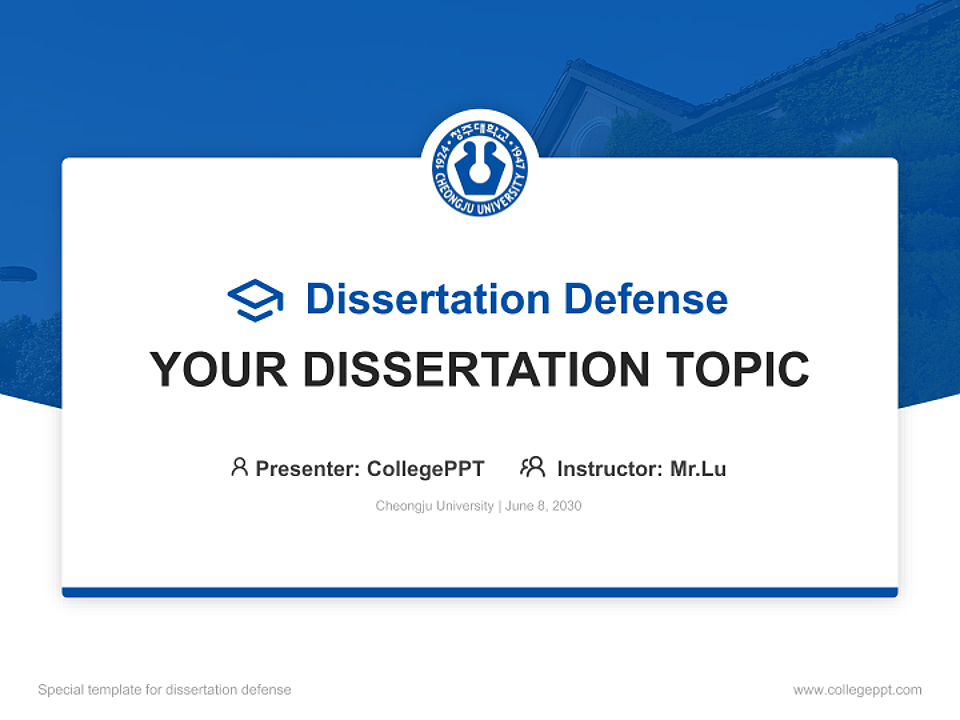 Cheongju University Graduation Thesis Defense PPT Template_Slide preview image1