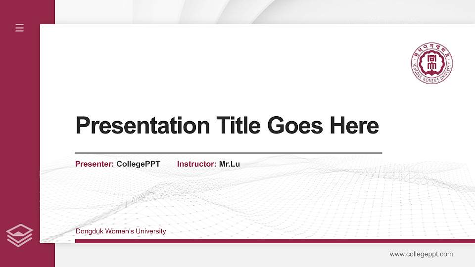 Dongduk Women’s University Thesis Proposal/Graduation Defense PPT Template16:9 ratio PPT effect preview image