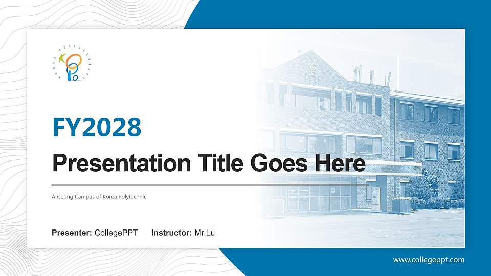 Anseong Campus of Korea Polytechnic Academic Presentation/Research Findings Report PPT Template16:9 ratio PPT effect preview image