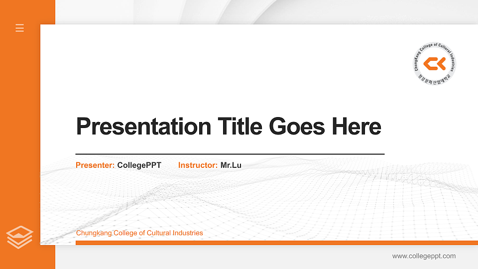 Chungkang College of Cultural Industries Thesis Proposal/Graduation Defense PPT Template_Slide preview image1