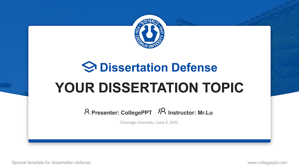 Cheongju University Graduation Thesis Defense PPT Template_Slide preview image1