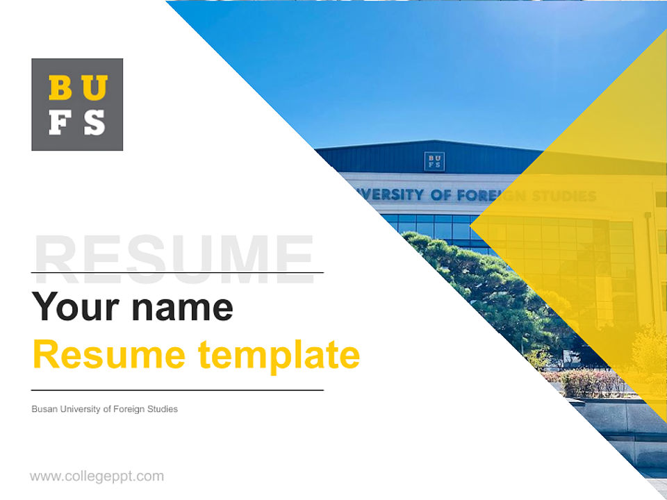 Busan University of Foreign Studies Resume PPT Template_Slide preview image1