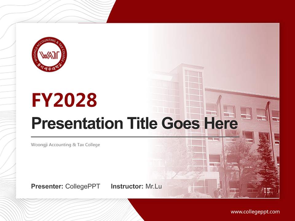 Woongji Accounting & Tax College Academic Presentation/Research Findings Report PPT Template4:3 ratio PPT effect preview image5