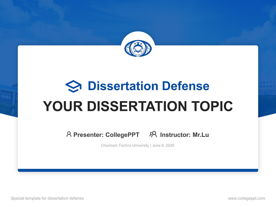 Chunnam Techno University Graduation Thesis Defense PPT Template_Slide preview image1