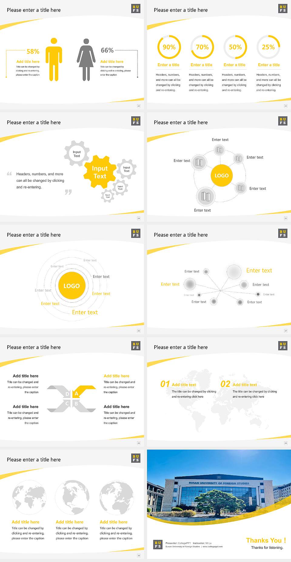 Busan University of Foreign Studies Course/Courseware Creation PPT Template4:3 ratio PPT effect preview image4