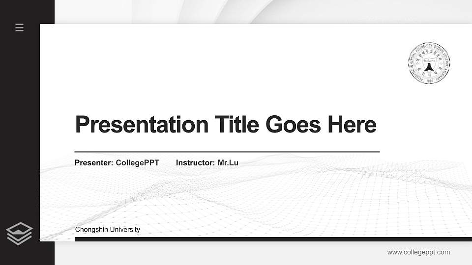 Chongshin University Thesis Proposal/Graduation Defense PPT Template16:9 ratio PPT effect preview image