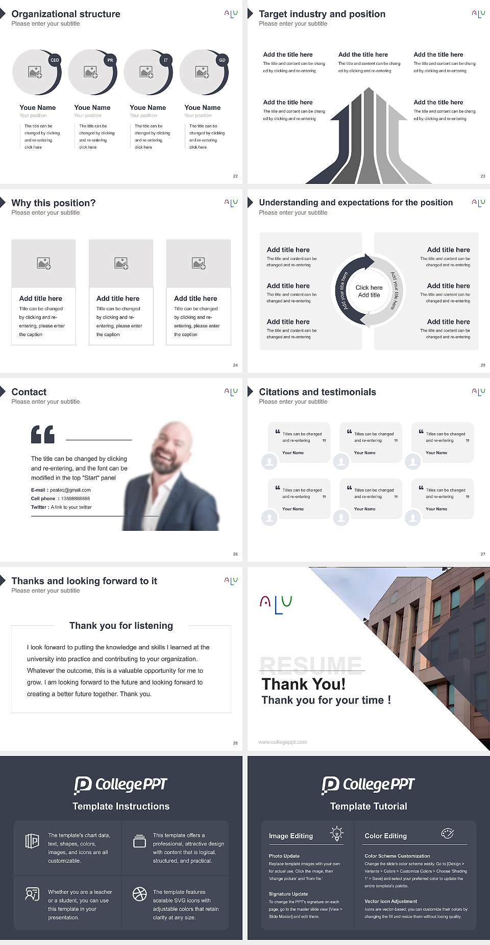Asia LIFE University Resume PPT Template4:3 ratio PPT effect preview image4
