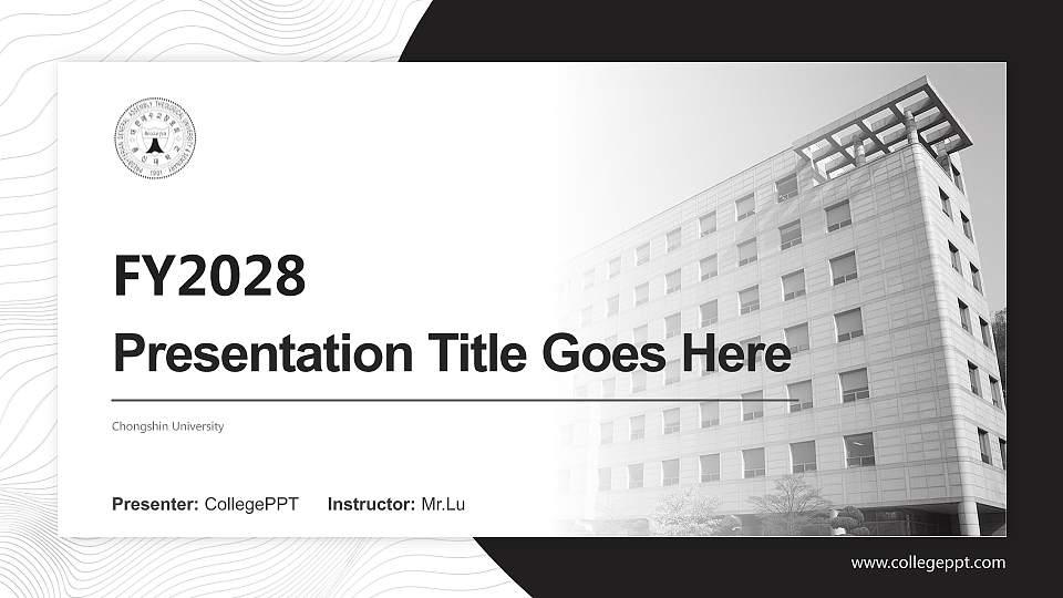 Chongshin University Academic Presentation/Research Findings Report PPT Template16:9 ratio PPT effect preview image