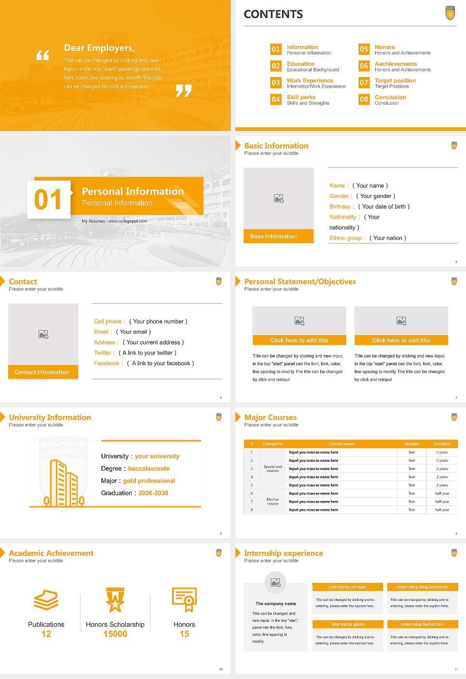 Bucheon University Resume PPT Template16:9 ratio PPT effect preview image2