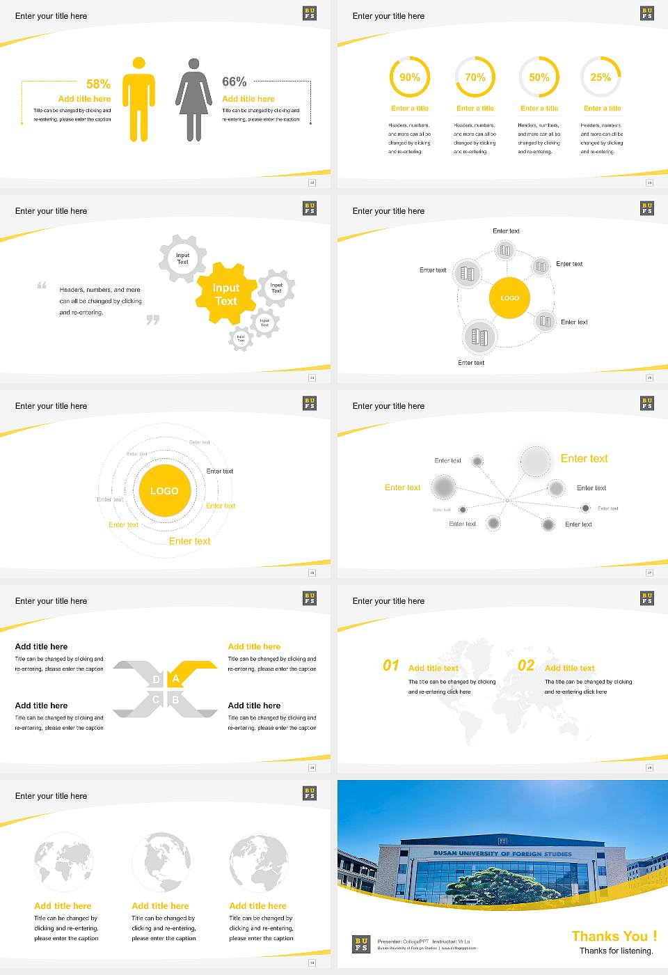 Busan University of Foreign Studies Course/Courseware Creation PPT Template16:9 ratio PPT effect preview image4