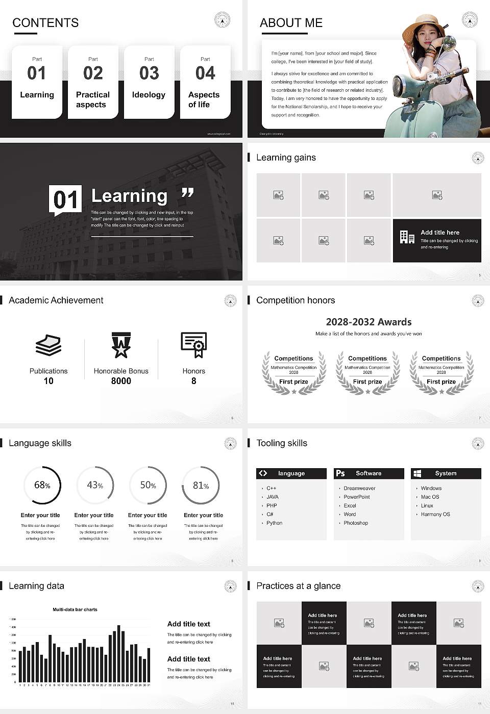 Chongshin University National Scholarship Defense PPT Template16:9 ratio PPT effect preview image2