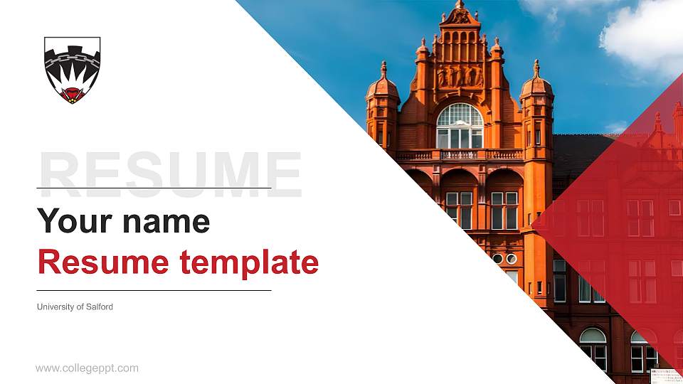 University of Salford Resume PPT Template16:9 ratio PPT effect preview image