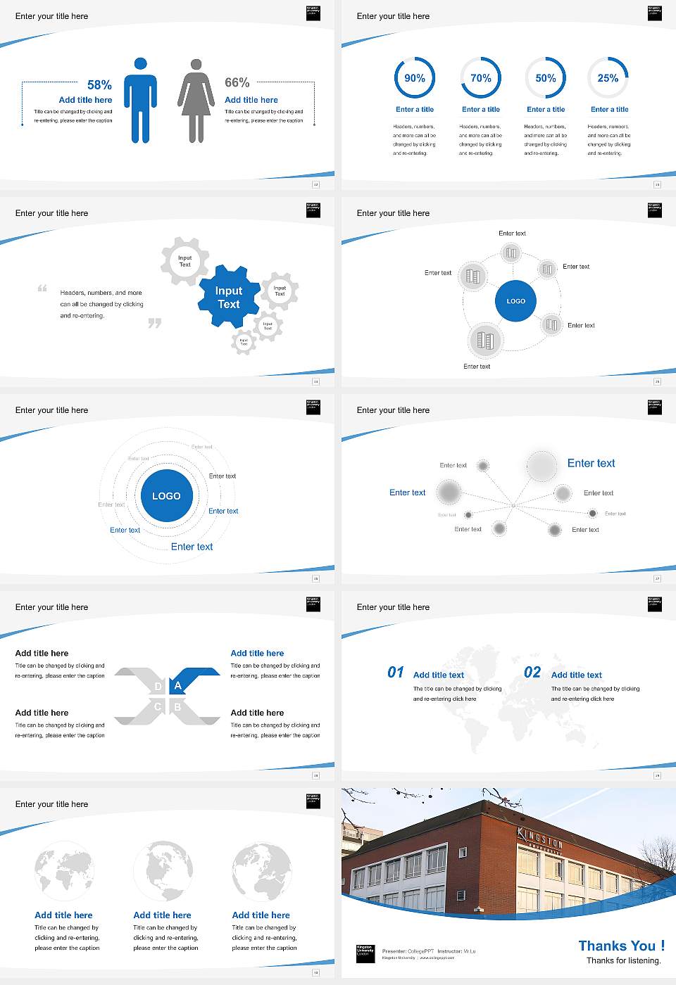 Kingston University Course/Courseware Creation PPT Template16:9 ratio PPT effect preview image4