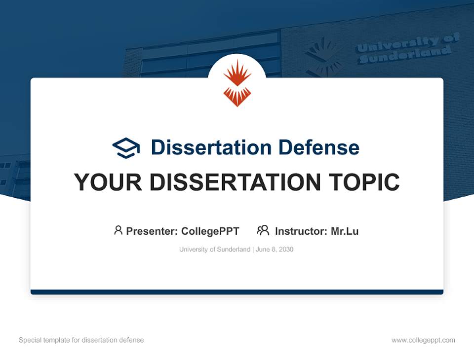 University of Sunderland Graduation Thesis Defense PPT Template4:3 ratio PPT effect preview image7