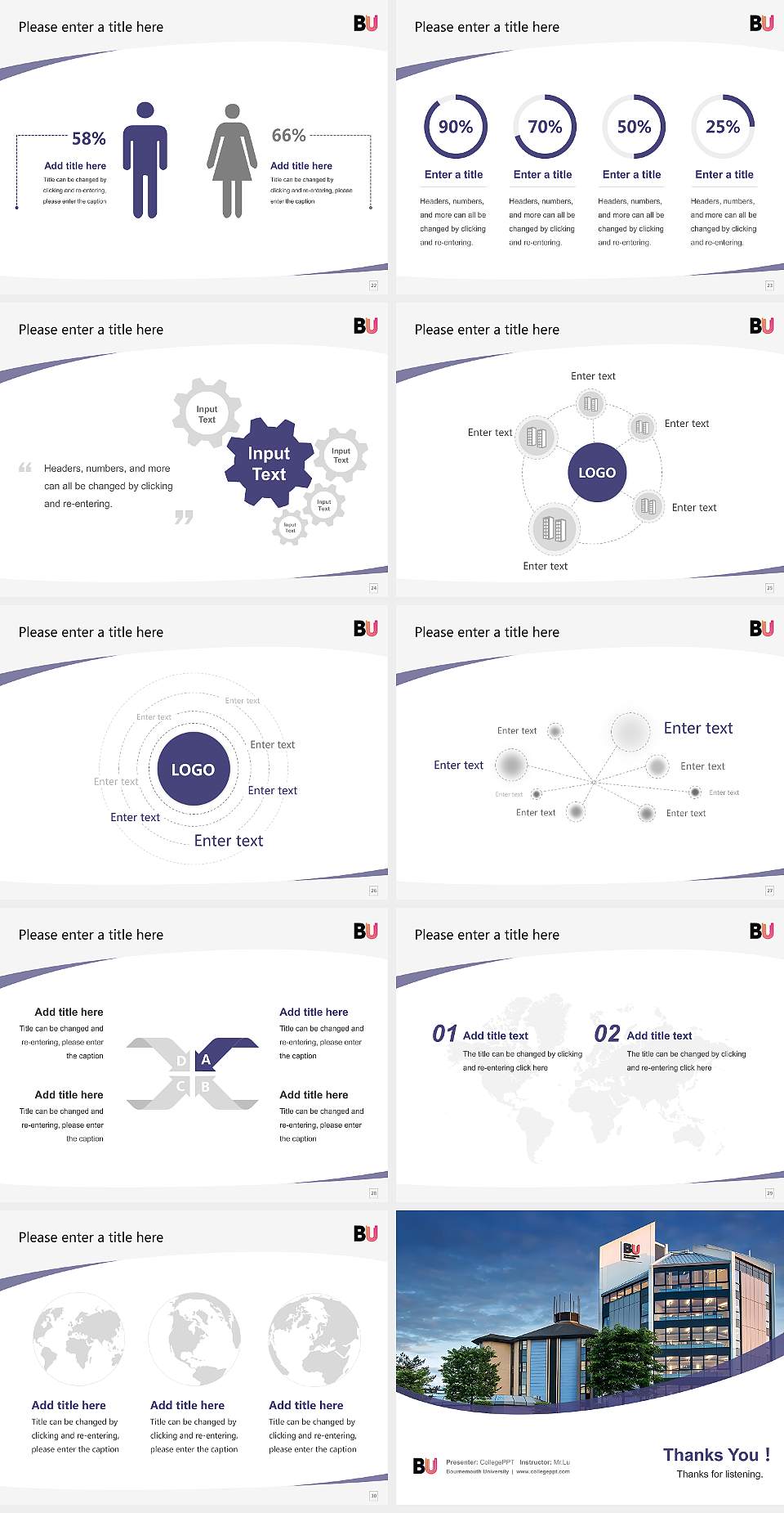 Bournemouth University Course/Courseware Creation PPT Template4:3 ratio PPT effect preview image4