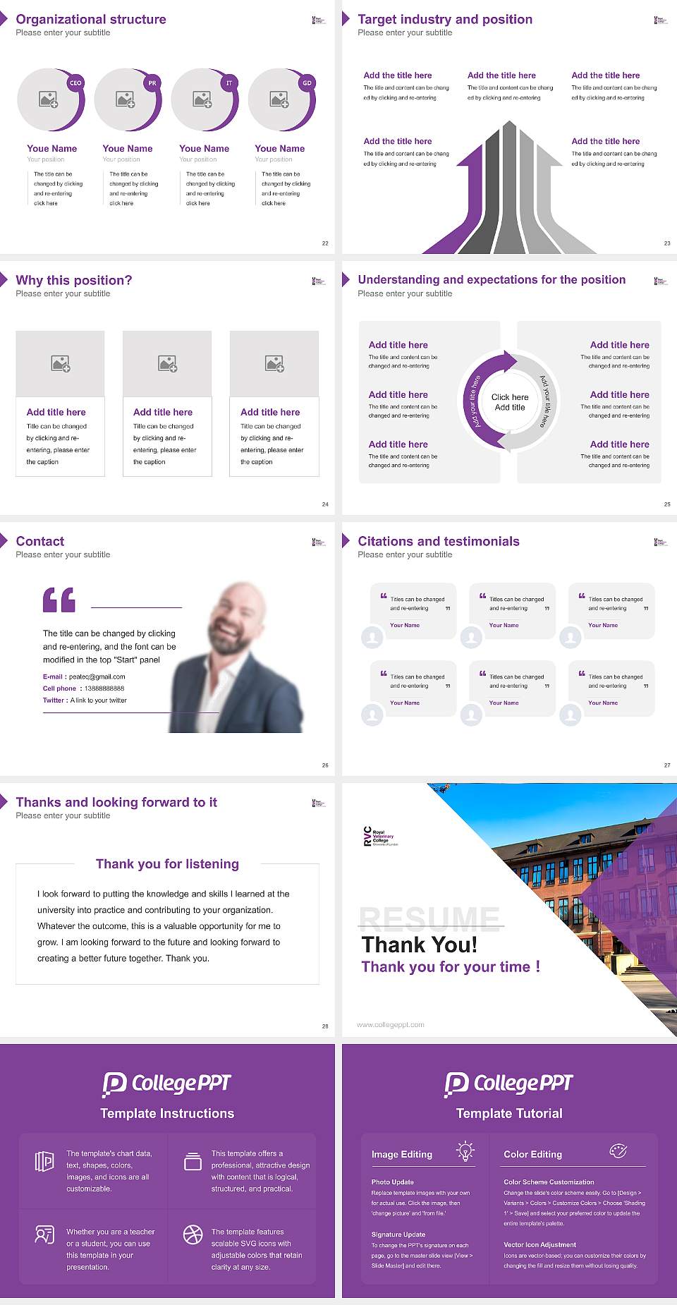 Royal Veterinary College Resume PPT Template4:3 ratio PPT effect preview image4