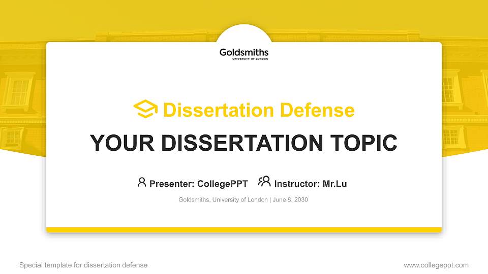 Goldsmiths, University of London Graduation Thesis Defense PPT Template16:9 ratio PPT effect preview image