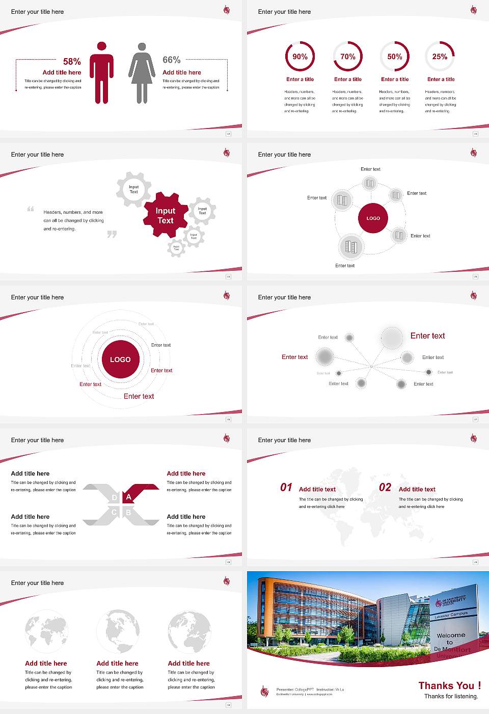 De Montfort University Course/Courseware Creation PPT Template16:9 ratio PPT effect preview image4