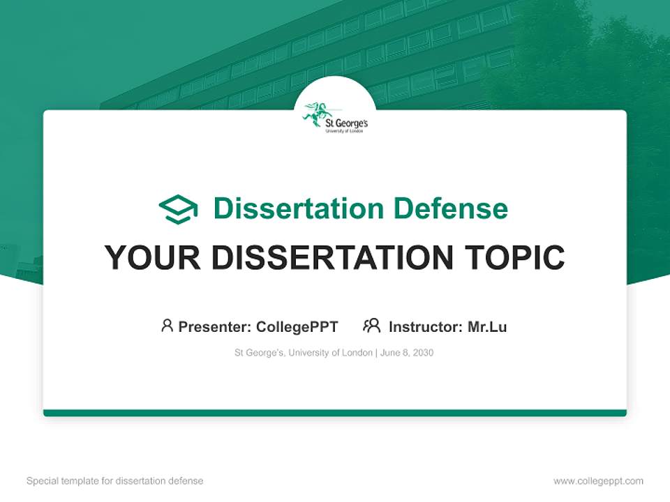 St George’s, University of London Graduation Thesis Defense PPT Template4:3 ratio PPT effect preview image7