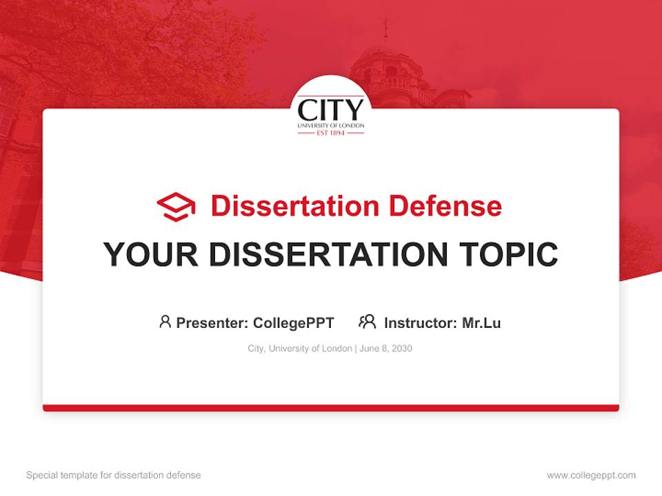 City, University of London Graduation Thesis Defense PPT Template4:3 ratio PPT effect preview image7