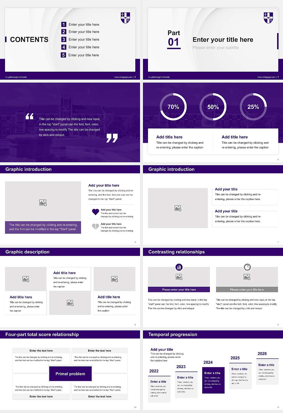 Loughborough University Thesis Proposal/Graduation Defense PPT Template16:9 ratio PPT effect preview image2